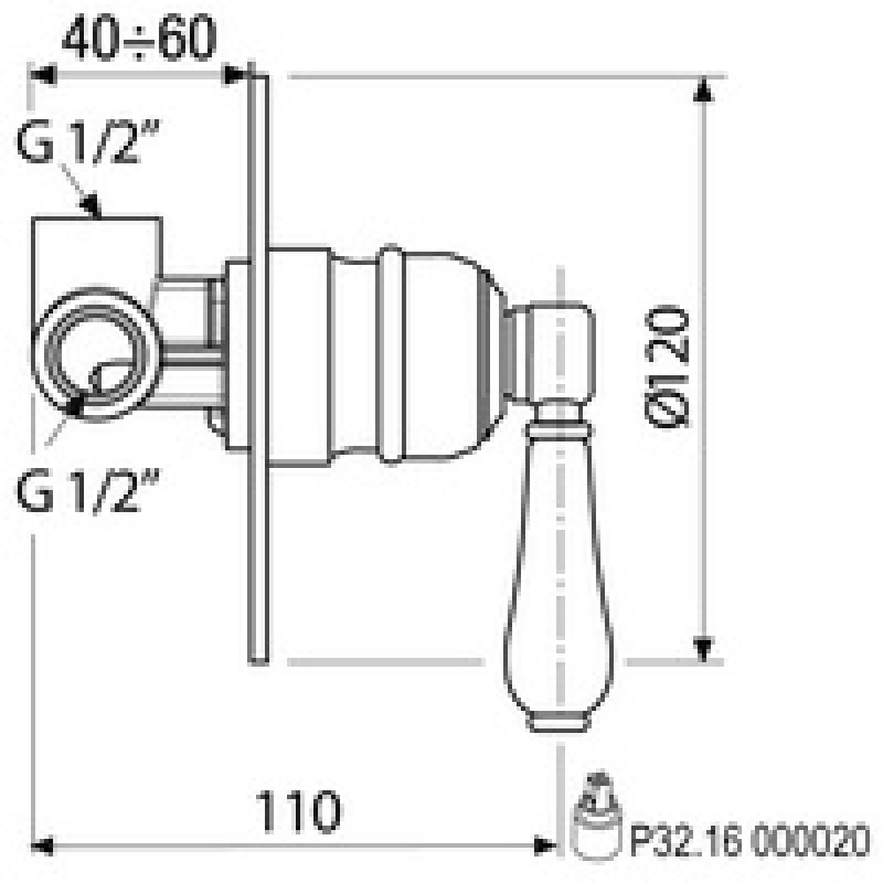 Inbouw mengkraan Nostalgisch Brons met Witte Hendel V9060BRHW